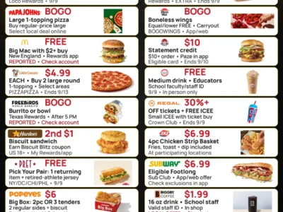17 Wednesday Food Deals for September 9, 2026