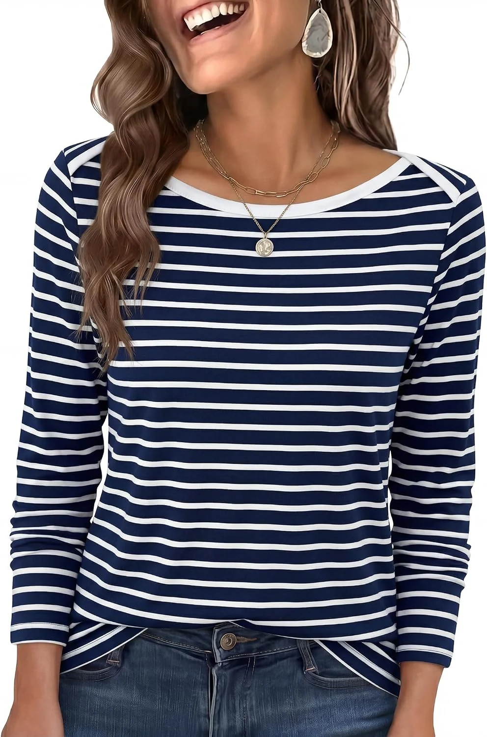 ANRABESS Women’s Boat Neck Long Sleeve Top Only $9.xx (Reg. $20)