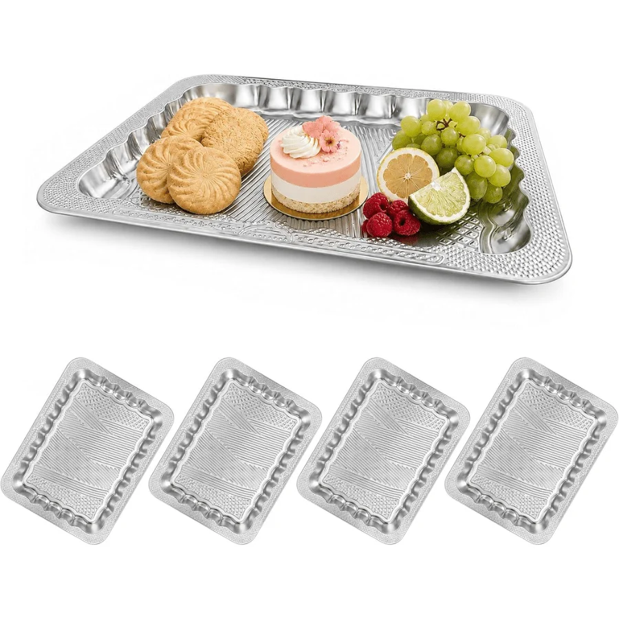 4 Pack Silver Serving Trays Deal: Save $13.xx at Amazon