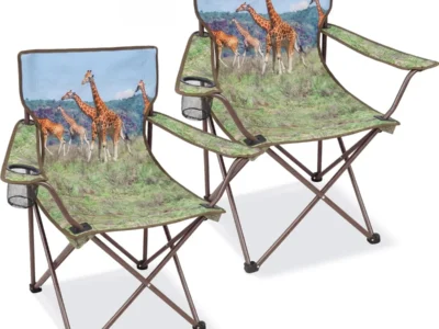 $27.xx 2 Pack Animal Print Folding Camping Chairs with Cup Holders at Amazon