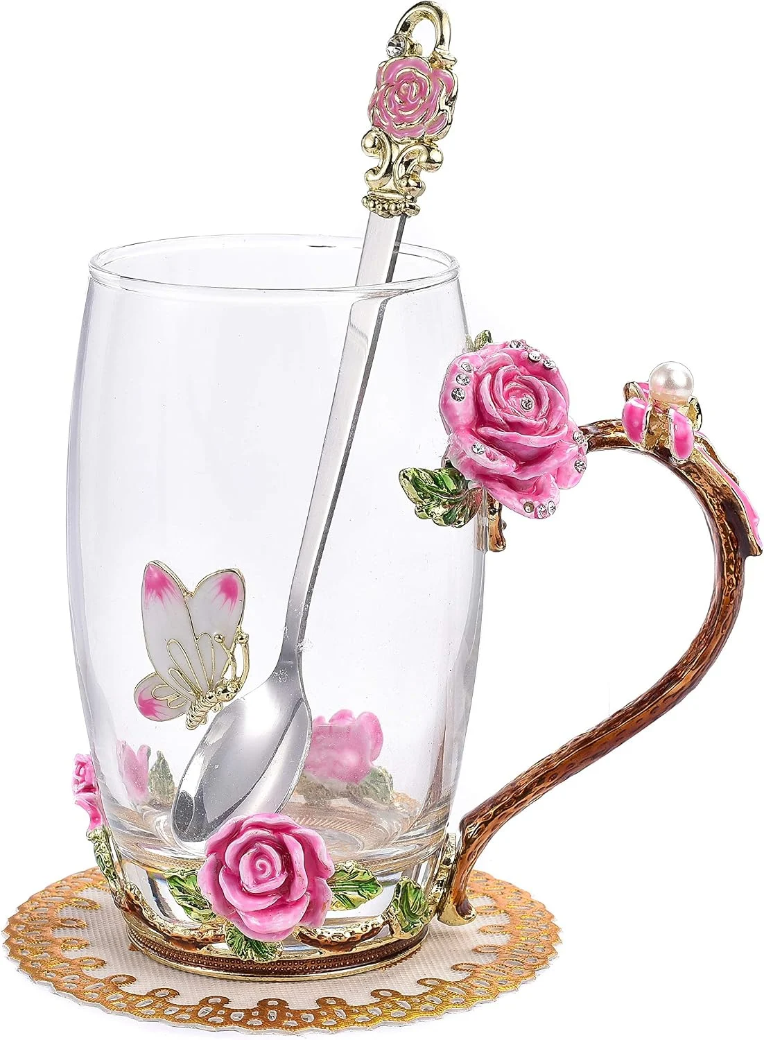 Enamel Rose & Butterfly Tea Cup Only $11.xx (Reg. $23) at Amazon
