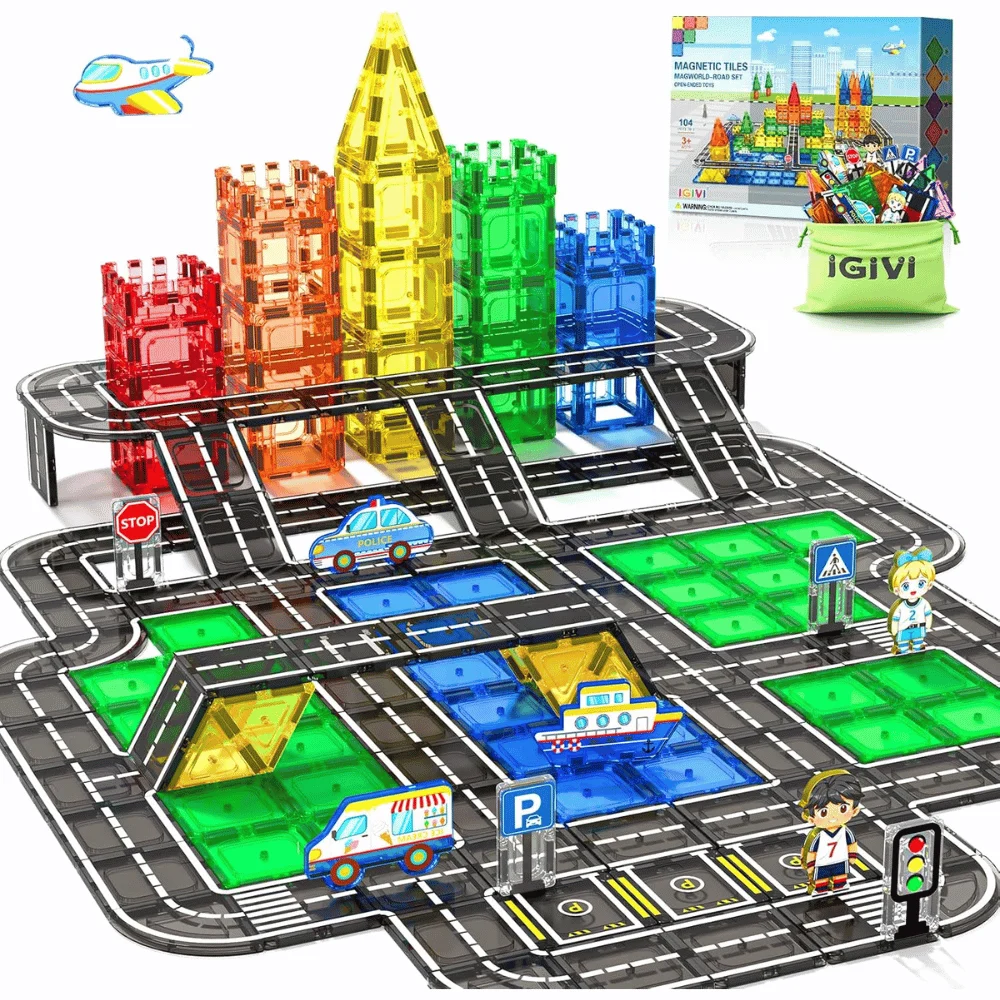 104 PCS Magnetic Tiles Road Set Deal: Save $21.xx at Amazon
