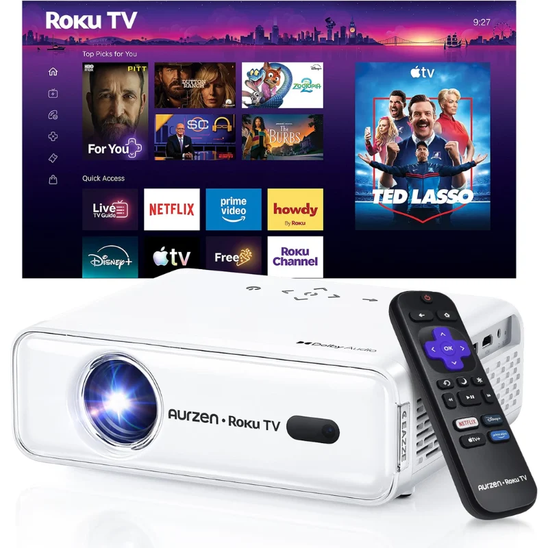 Aurzen Roku TV Smart Portable Projector Deal: Save $61.xx at Amazon