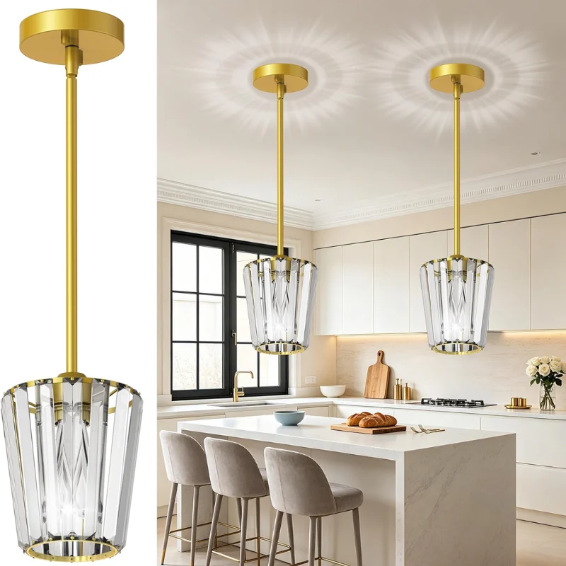 2 Pack Crystal Pendant Lights Deal: Save $19.xx at Amazon