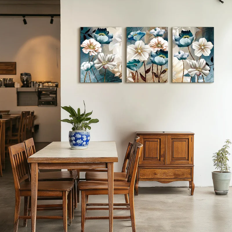 SERIMINO 3‑Piece Blue Lotus Wall Art Save 53% at Amazon
