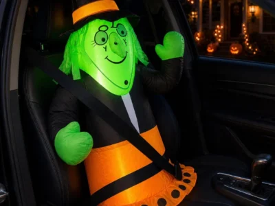 3.5 ft Halloween Inflatable Witch Car Deal: Save $28.xx at Amazon