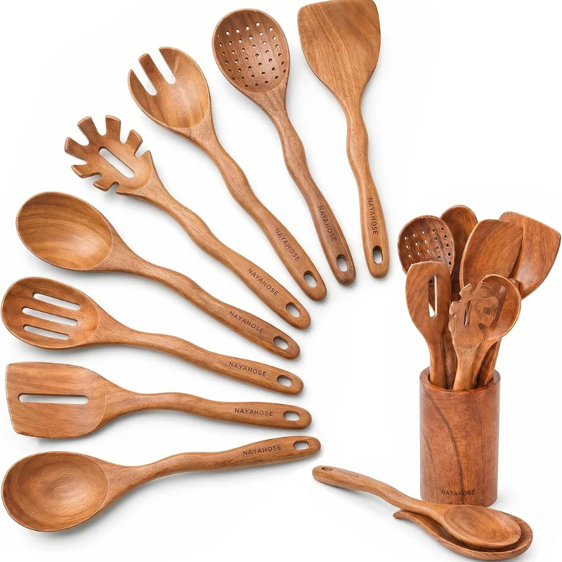 Kitchen 10PCS Wooden Utensils Set Deal: Save 53% at Amazon