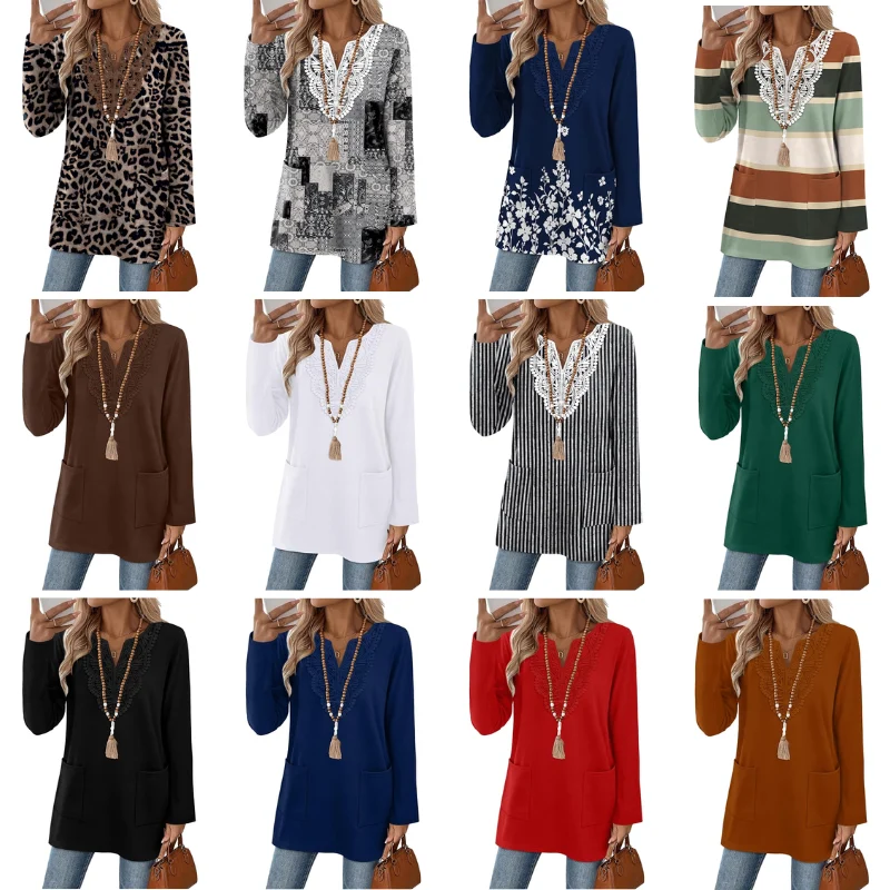 WIHOLL Womens Boho Lace Long Sleeve Shirts Deal: Save $13.xx at Amazon