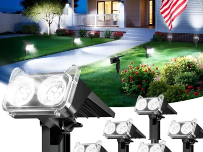 LETMY 6 Pack Solar Spot Lights Outdoor Waterproof IP65, With 14 Big LEDs $18.xx