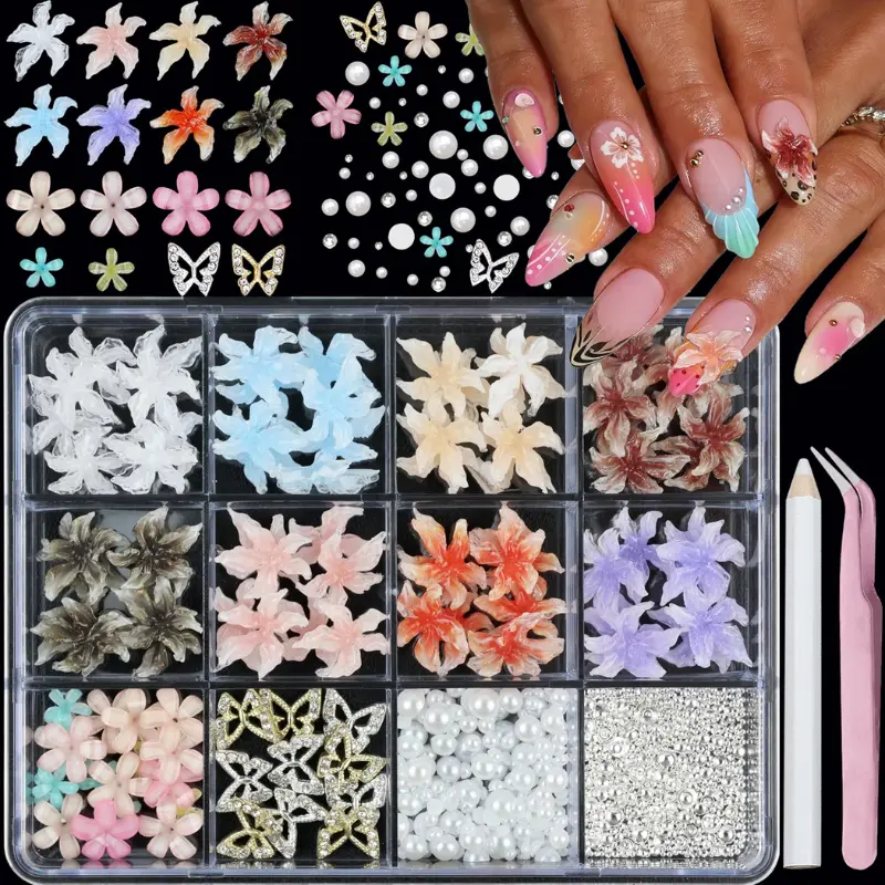 3D Colorful Flower Nail Art Charms Deal: Save $4.xx at Amazon