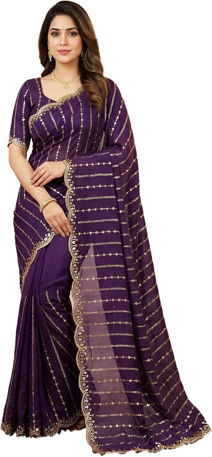 MAHEK Georgette Silk Saree Only $48.xx at Amazon