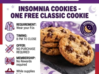 Free Insomnia Cookies Classic Cookie in Your PJs Tonight, September 15