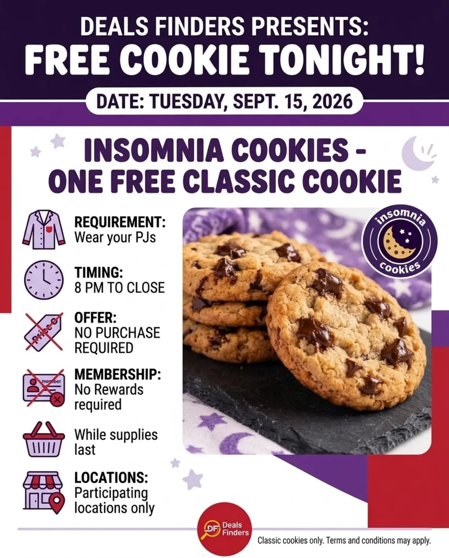 Insomnia Cookies Classic Cookie Deal: Free at Insomnia Cookies