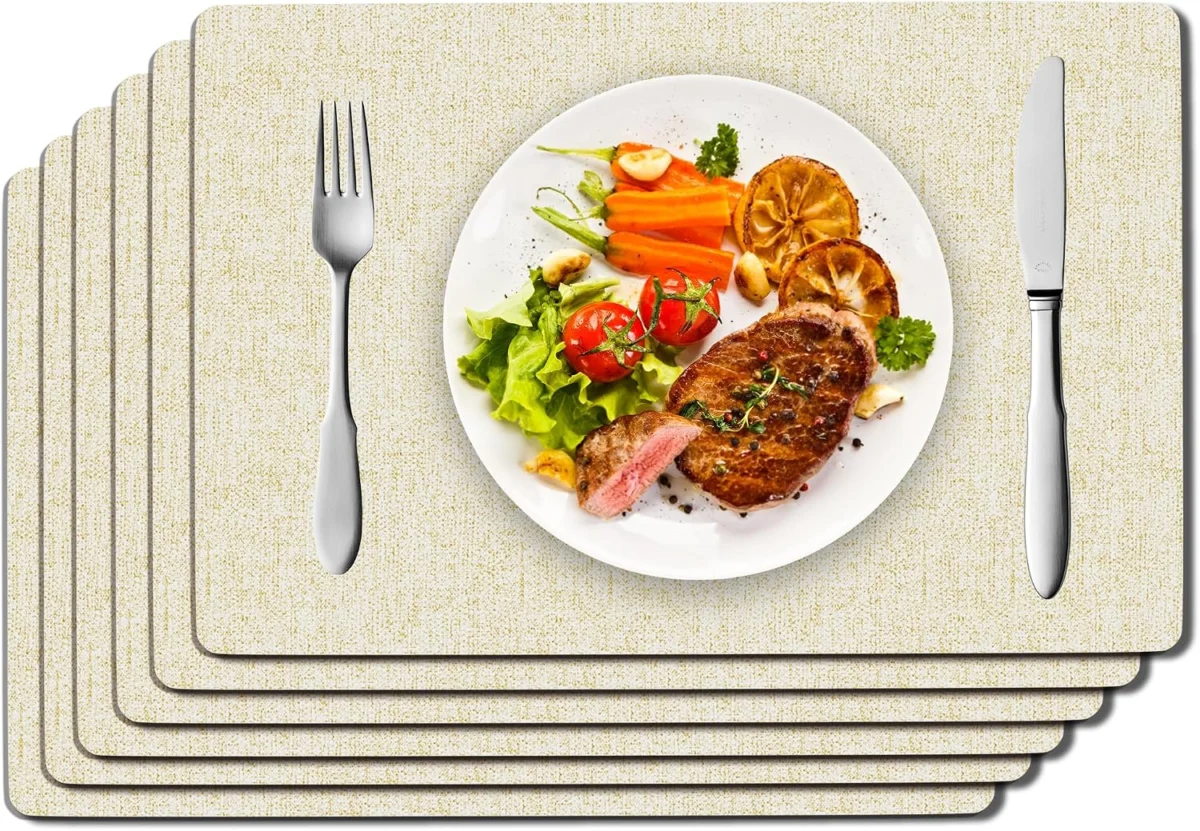 DOLOPL Reversible Faux Leather Placemats Set of 6 at Amazon