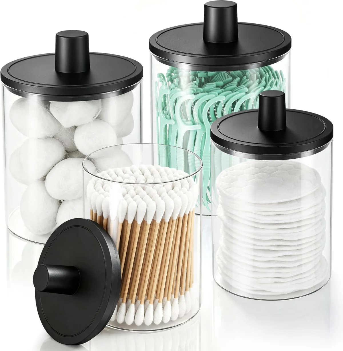Woonnuk Glass Qtip Holder Dispenser 4-Pack Only $7.xx (Reg. $10)