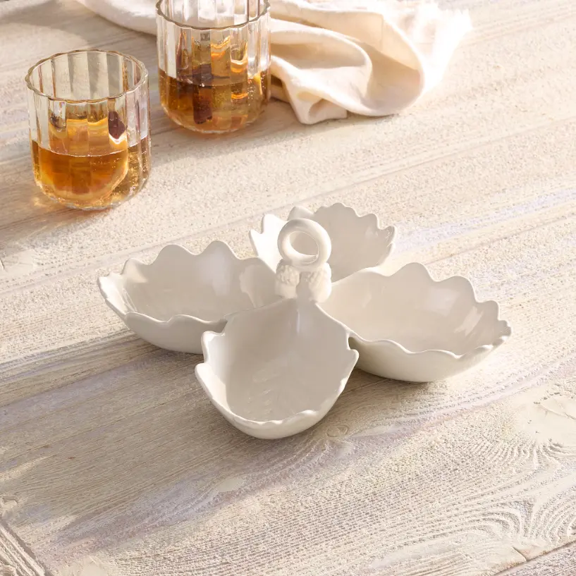 4-Leaf 4 oz Cream Stoneware Sectional Serving Bowl Deal at Walmart