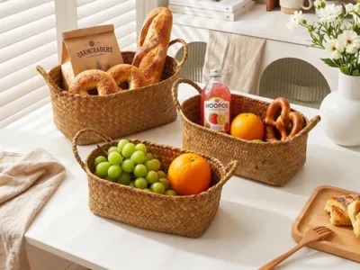 Set of 3 Woven Seagrass Baskets with Handles for $19.xx