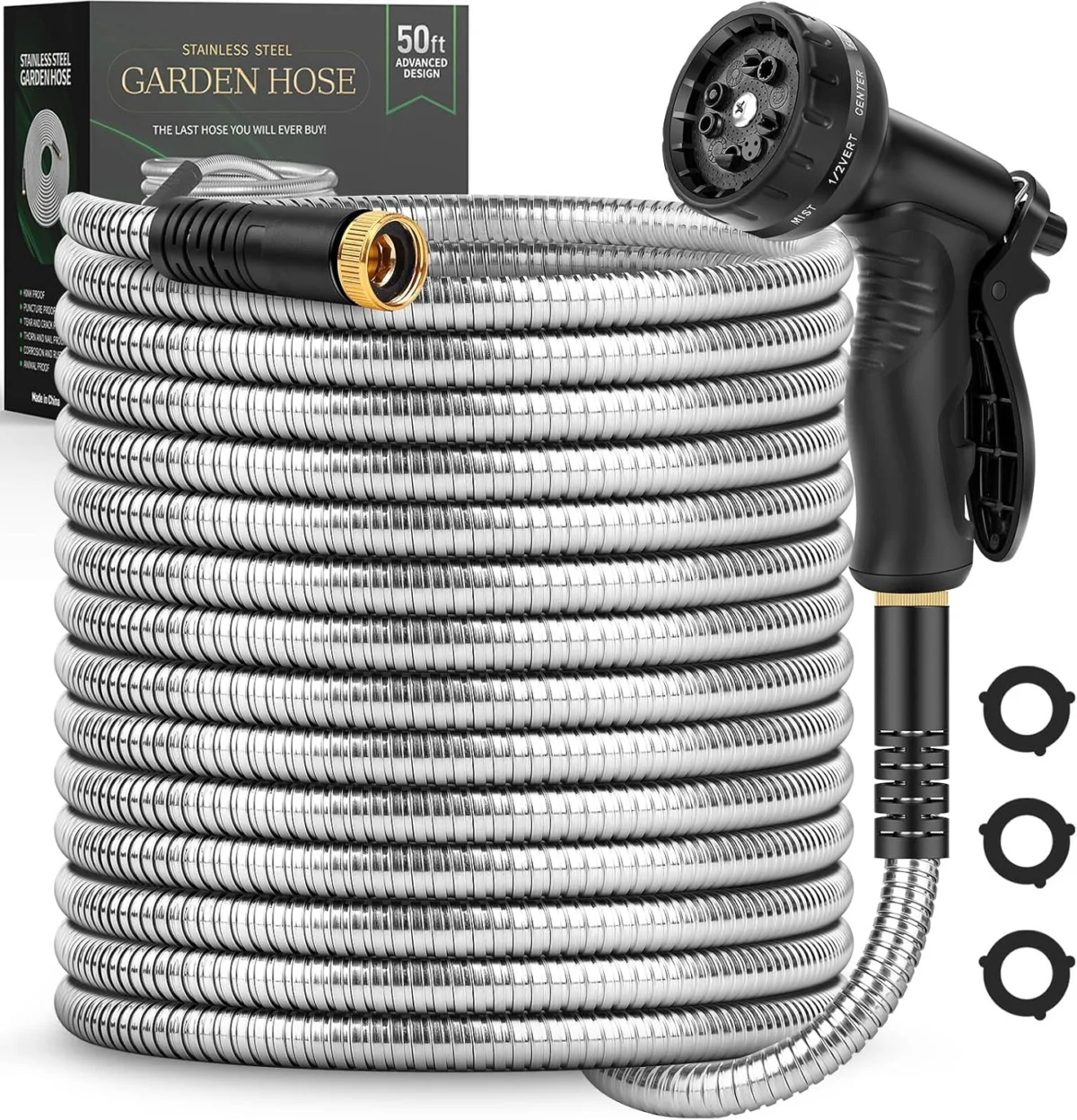 Itsonestep 50′ Metal Stainless Steel Water Hose Only $18.xx at Amazon