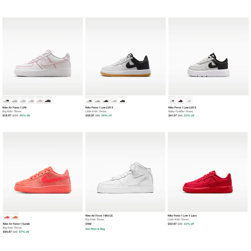 Kids Shoes Air Force 1 Deal: Save 40% at Nike