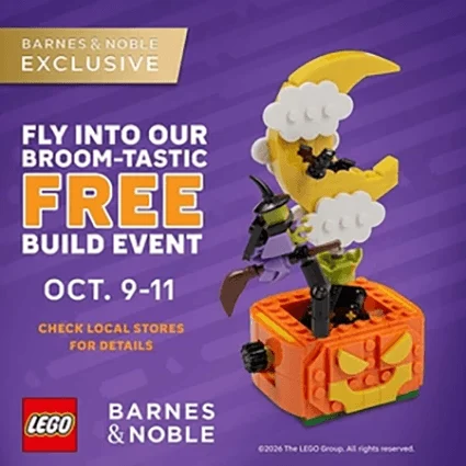 Kids building LEGO Halloween creations at a Barnes & Noble store event