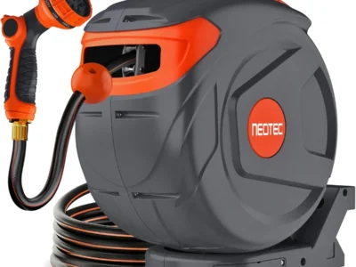 NEOTEC 82′ 1/2″ Retractable Garden Hose Reel w/ 9-Pattern Spray Nozzle $60 at Amazon