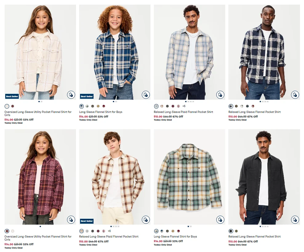 Flannel Shirts Deal: Save up to 50% at Old Navy