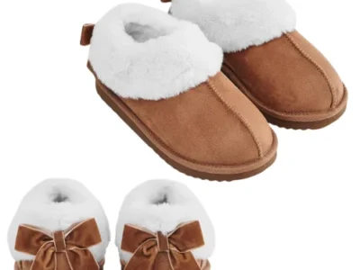ONLY $12.98 Wonder Nation Girls Faux Fur Trim Slippers at Walmart