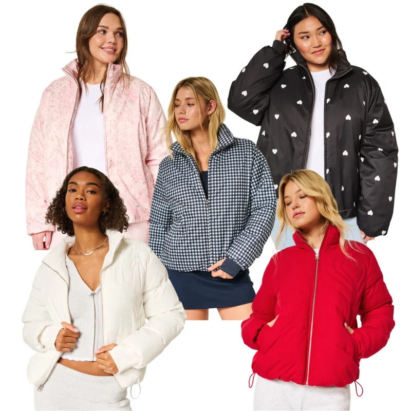 Zip-Up Pattern Puffer Jacket Deal: Save 78% at Hollister