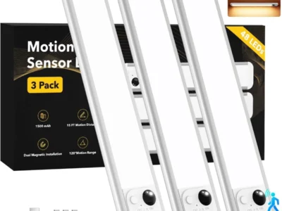 3-Pk RUIKORING 8.5″ Motion Sensing Under Cabinet Lighting $13.xx