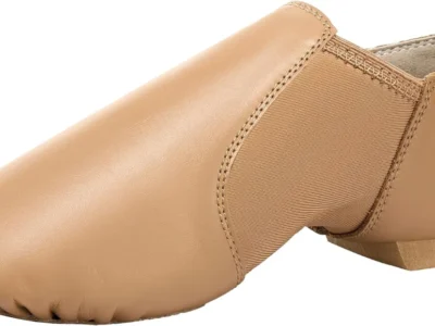 Dynadans Girls Leather Slip-On Jazz Shoe, 3 Little Kid, Brown