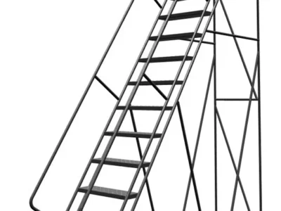Tri-Arc KDSR115246-D3 15-Step 30" Deep Top Steel Rolling Industrial & Warehouse Ladder with Handrails, 24" Wide Perforated Tread $1306.xx