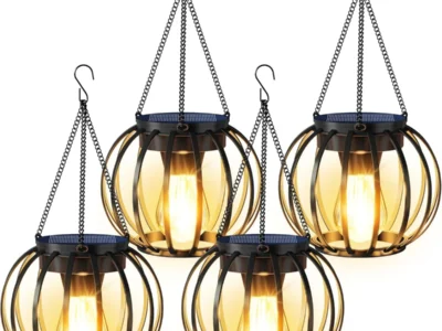 4-Pk AOUNQ Outdoor Solar Hanging Lanterns $25 + Free S&H