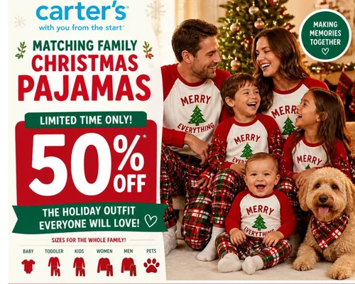 Carter’s Family Christmas Pajamas 50% Off