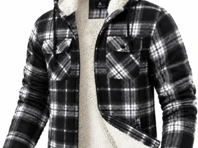 GEEK LIGHTING Men’s Flannel Hooded Fleece Sherpa Lined Plaid Jacket $20