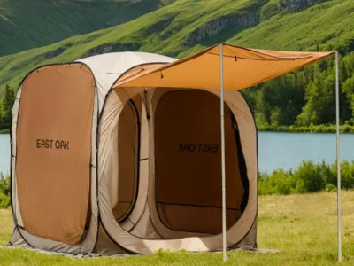 East Oak 6′ x 6′ Pop Up Canopy Tent with Mesh, 4 Sunshades $110 at Amazon