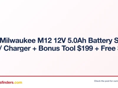 2-Pk Milwaukee M12 12V 5.0Ah Battery Starter Kit w/ Charger + Bonus Tool $199 + Free S&H