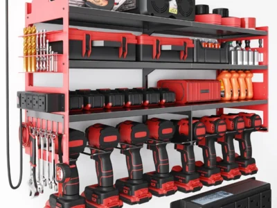 OLIXIS Wall-Mount Power Tool Organizer w/ 4-Outlet Charging Station $31 at Amazon