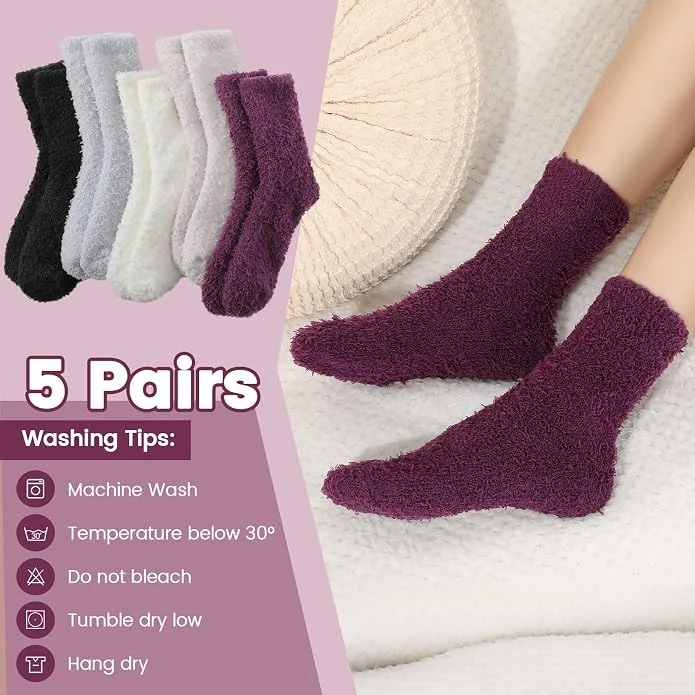 5 Pairs Fauzon Fuzzy Socks Deal: Save 50%