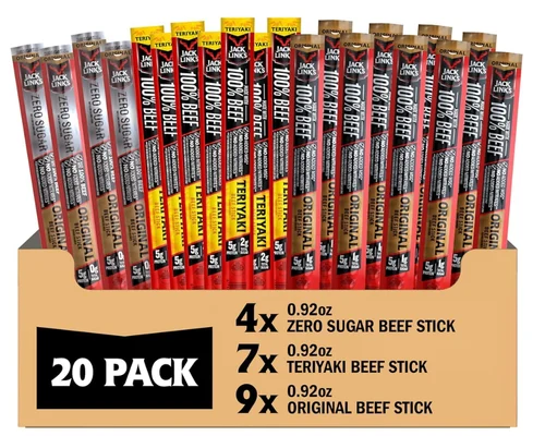 Jack Link’s Beef Jerky Sticks 20-Count Variety Pack for $12.xx (Reg $23)