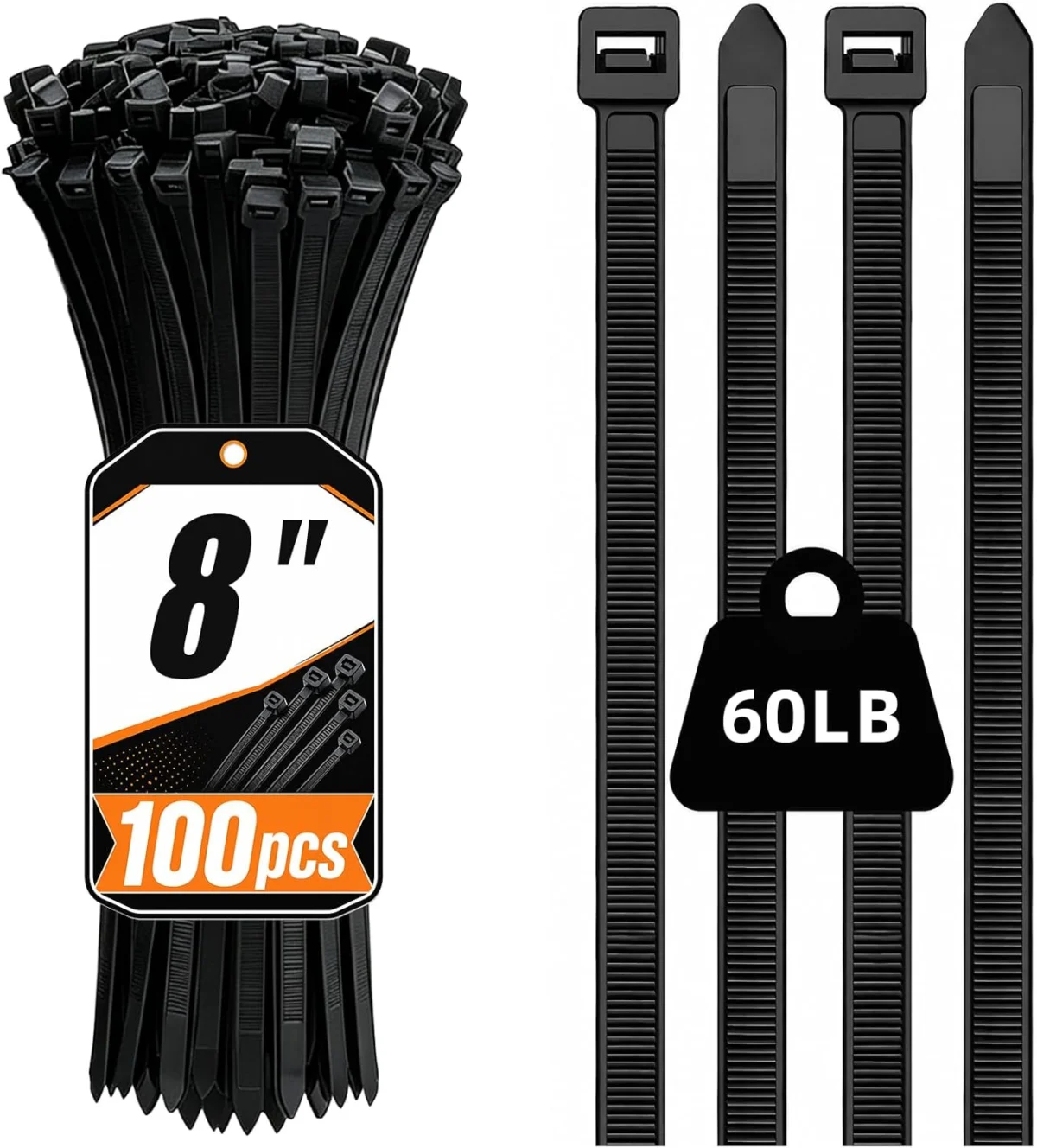 100 Pack 8 Inch Black Zip Ties Deal