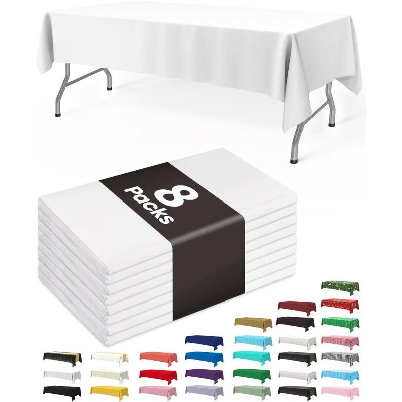 Pureegg Plastic Table Cloth 8 Pack Deal at Amazon