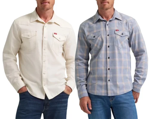 Wrangler Men’s Slim Fit Long Sleeve Denim Shirt Deal at Walmart