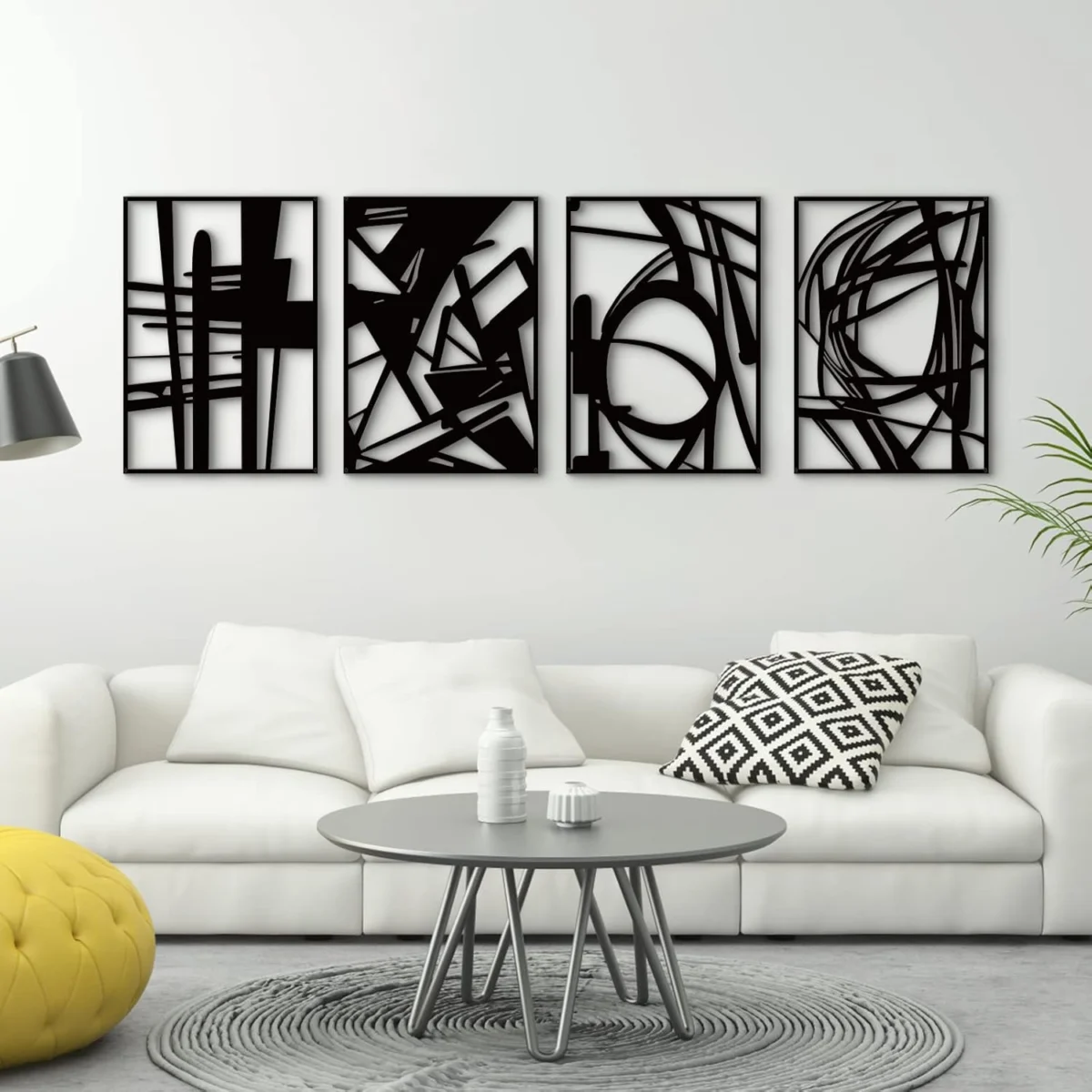 4 Pack Black Abstract Metal Wall Art Deal: Save 26%