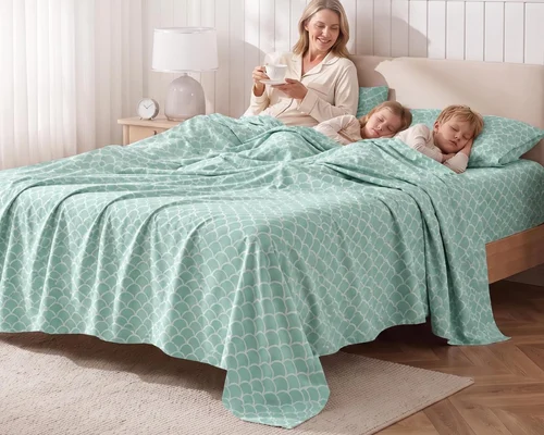 100% Cotton Percale Sheets Queen Sheet Set 4 Pcs for $21.xx (Reg $37)