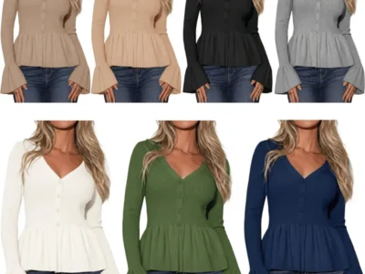 Women’s Sweaters V Neck Peplum Top Deal: Save $26.xx at Amazon