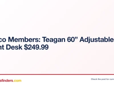 Teagan 60” Adjustable Height Desk Only $249.99 at Costco