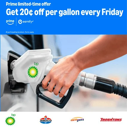 Save 20¢ Per Gallon Every Friday Through Jan 2027 at Amazon Prime