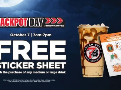 7 Brew Halloween sticker sheet promotion