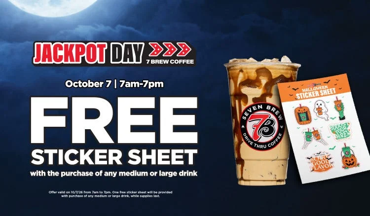 Free Halloween Sticker Sheet With Drink Purchase October 7 at 7 Brew