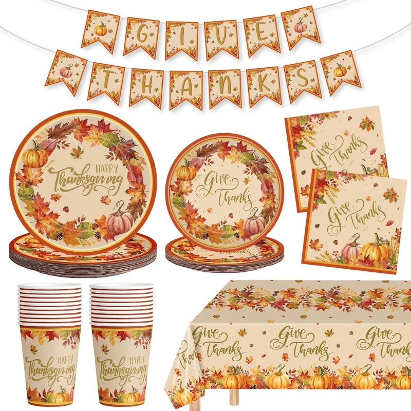 82 Pcs Thanksgiving Tableware Set Deal: Save $14.xx at Amazon